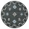 Homeroots 5 ft. Round Charcoal Geometric Border Area Rug 396255 - alternate 1